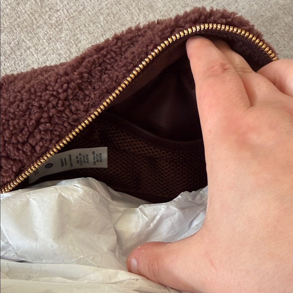 Lululemon Athletica Brown Fleece Makeup Pouch with Gold Accents - Picture 10 of 16